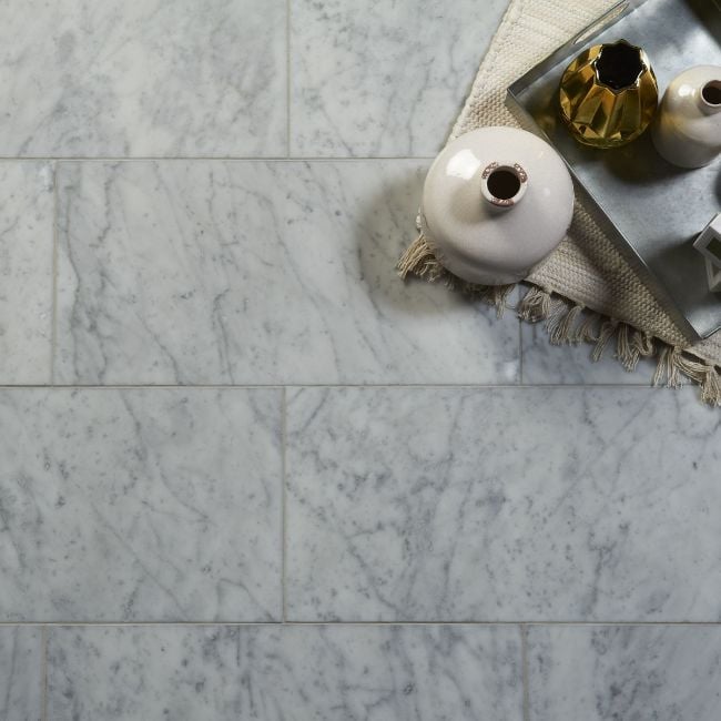 Genuine Italian Grey Marble Honed Tile, Carrara Marble Tile Kitchen Floor