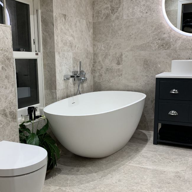Grey Premium Limestone Honed Tiles With, Stone Bathroom Tile