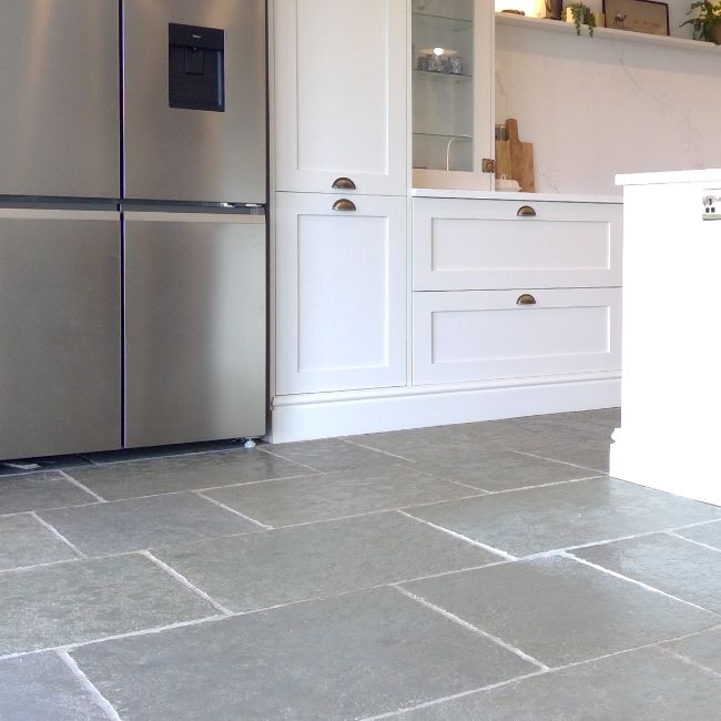 Dark Grey Tumbled & Brushed Limestone Tiles StoneSuperstore