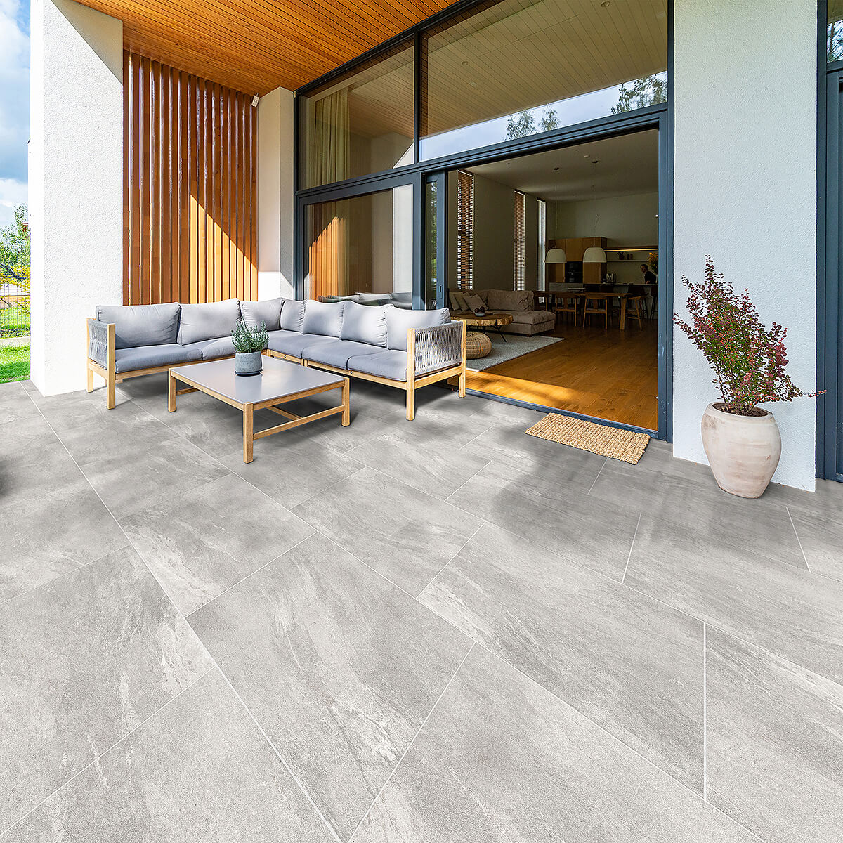 Yosemite Ash Porcelain Paving Slabs 90x60x2cm StoneSuperstore