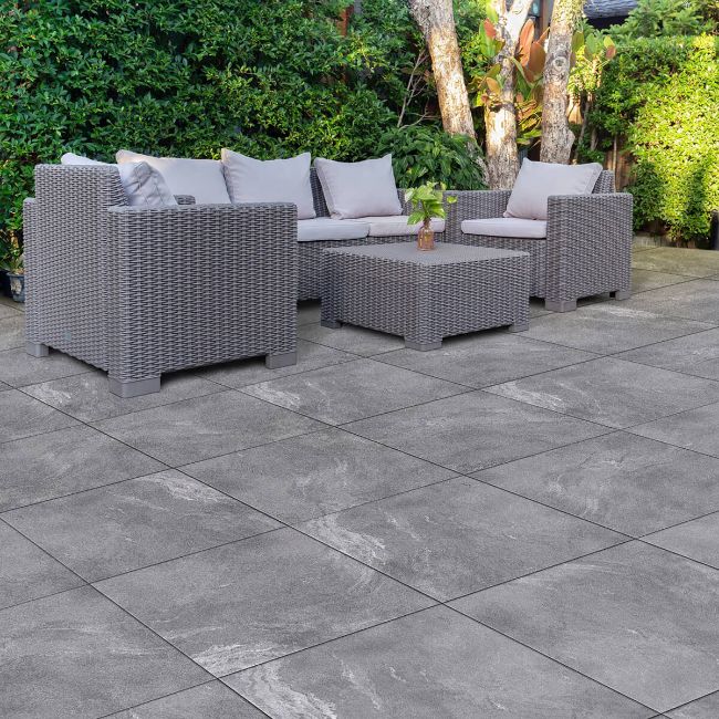 Yosemite Grey Porcelain Paving Slabs 60x60cx2cm StoneSuperstore