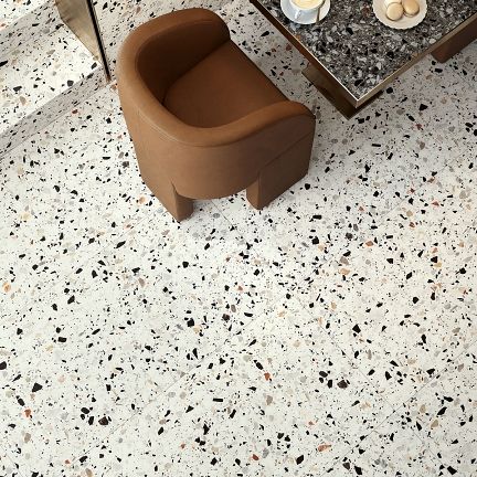 Venezia Bianco Terrazzo Stone-Effect Porcelain tiles - 600x600x9mm