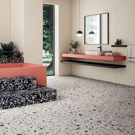 Milano Bianco Terrazzo Pattern Porcelain Tiles - 196x196x9mm