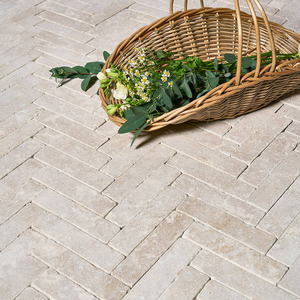 Picture of Dijon Tumbled Herringbone Limestone Cobbles