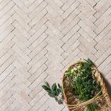 Picture of Dijon Tumbled Herringbone Limestone Cobbles