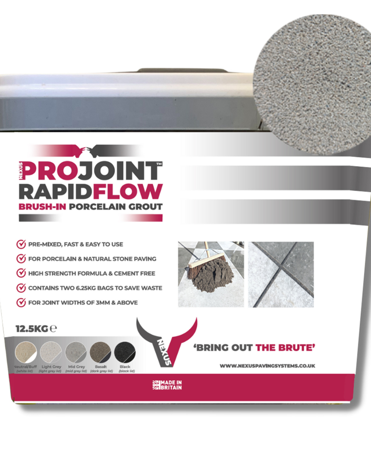 Picture of ProJoint Rapidflow - Brush-In Porcelain Grout - Mid Grey