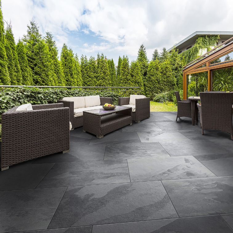 Mimica Slate Nero Porcelain Paving Slabs