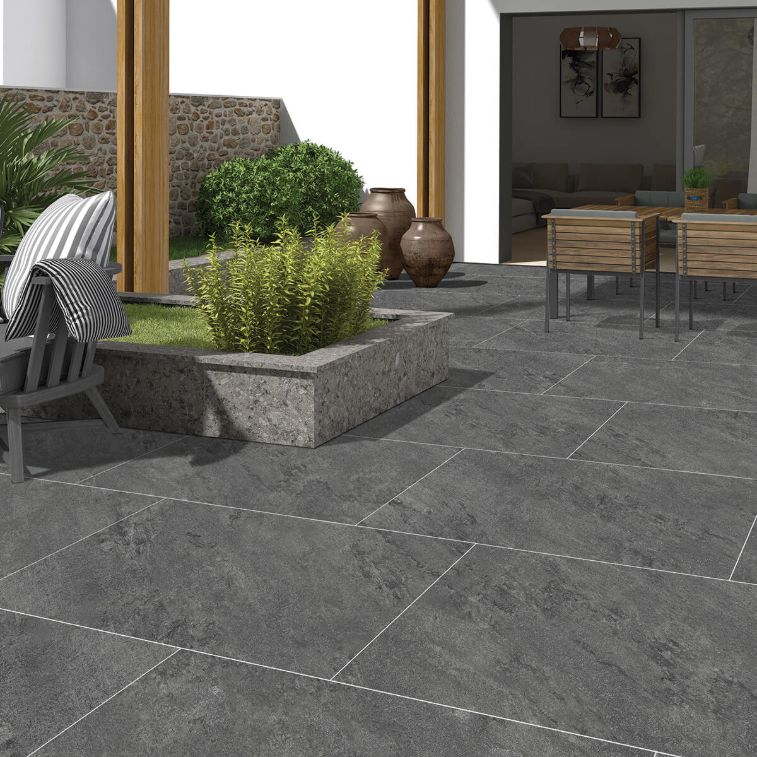 Lithos Black Porcelain Paving Slabs