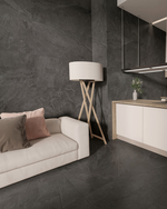 Picture of Brazilian Slate Nero Stone Effect Porcelain Tiles