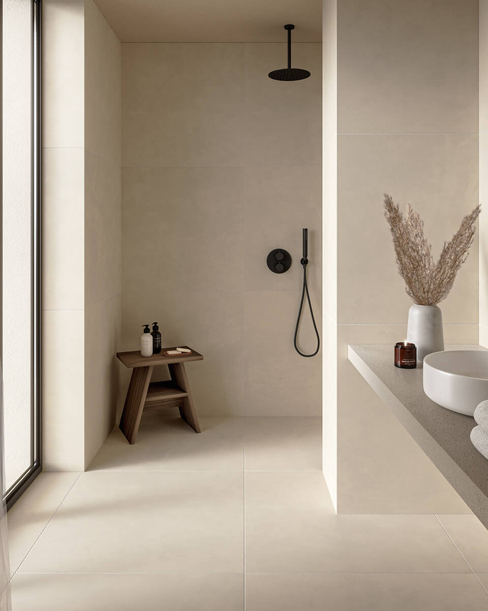 Serenity Almond Microcement Effect Porcelain Tiles | Stone Store