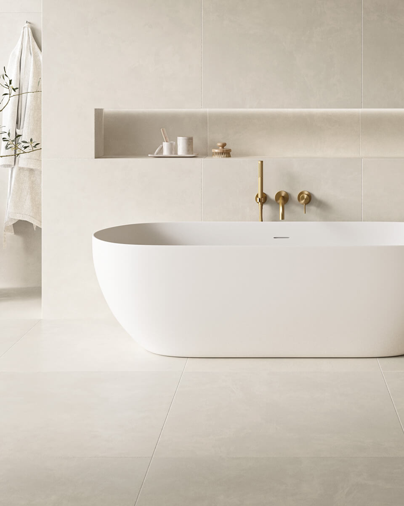 Serenity Ivory Microcement Effect Porcelain Tiles | Stone Store