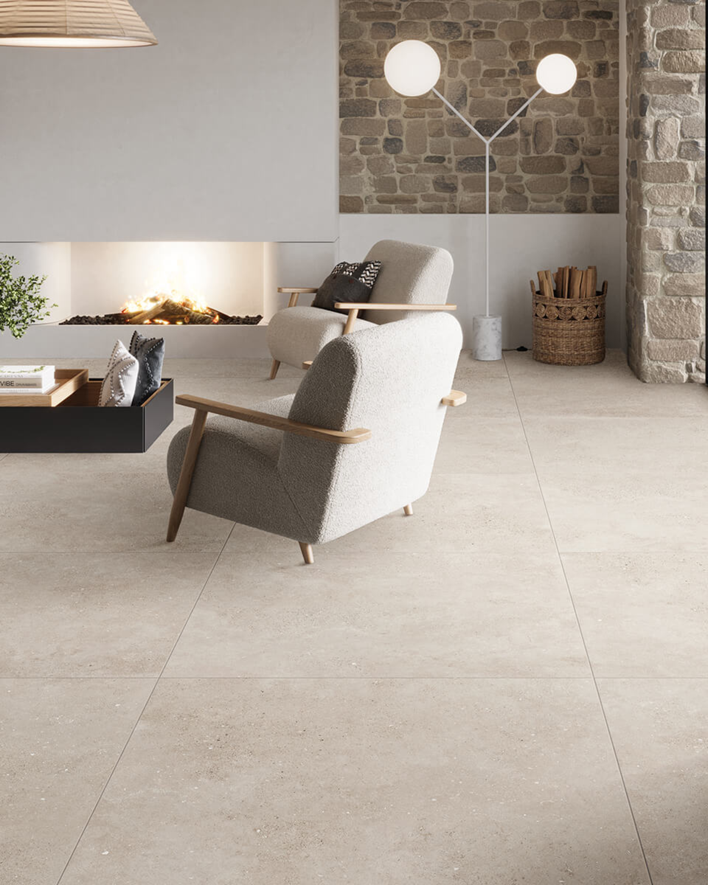 Arles Linen Stone Effect Porcelain Tiles 100x100cm | Stone Store