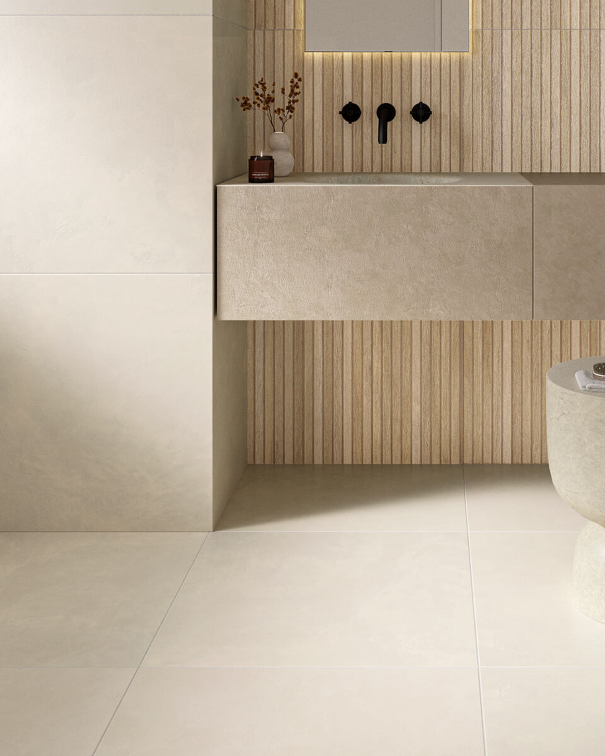 Serenity Ivory Microcement Effect Porcelain Tiles | Stone Store