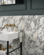 Picture of Lucia Arabescato Fluted Marble Effect Porcelain Tiles