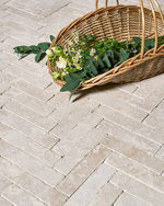 Picture of Dijon Tumbled Herringbone Limestone Cobbles