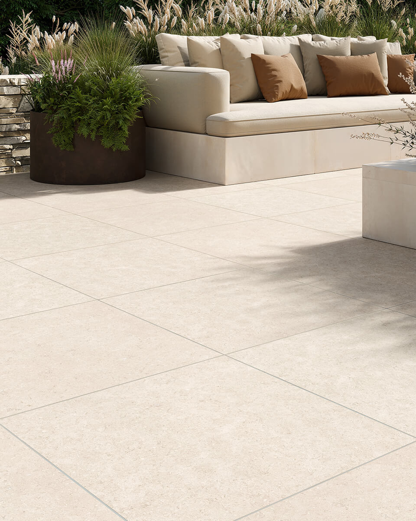 Roman Beige Outdoor Porcelain Paving Slabs 60x60cm | Stone Store