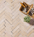 Picture of Dijon Seasoned Limestone  Herringbone Cobbles