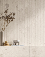 Picture of Mont Blanc Beige Fluted Stone Effect Porcelain Tiles