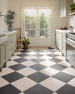 Picture of Mayfair Ivory Checkerboard Antiqued Limestone Effect Porcelain Tiles
