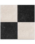Picture of Mayfair Ivory Checkerboard Antiqued Limestone Effect Porcelain Tiles