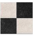 Picture of Mayfair Ivory Checkerboard Antiqued Limestone Effect Porcelain Tiles