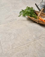 Picture of Palermo Soft Grey Antiqued Limestone Effect Porcelain Paving Slabs