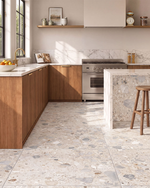 Picture of Alluvia Soft Beige Pebbled Stone Effect Porcelain Tiles